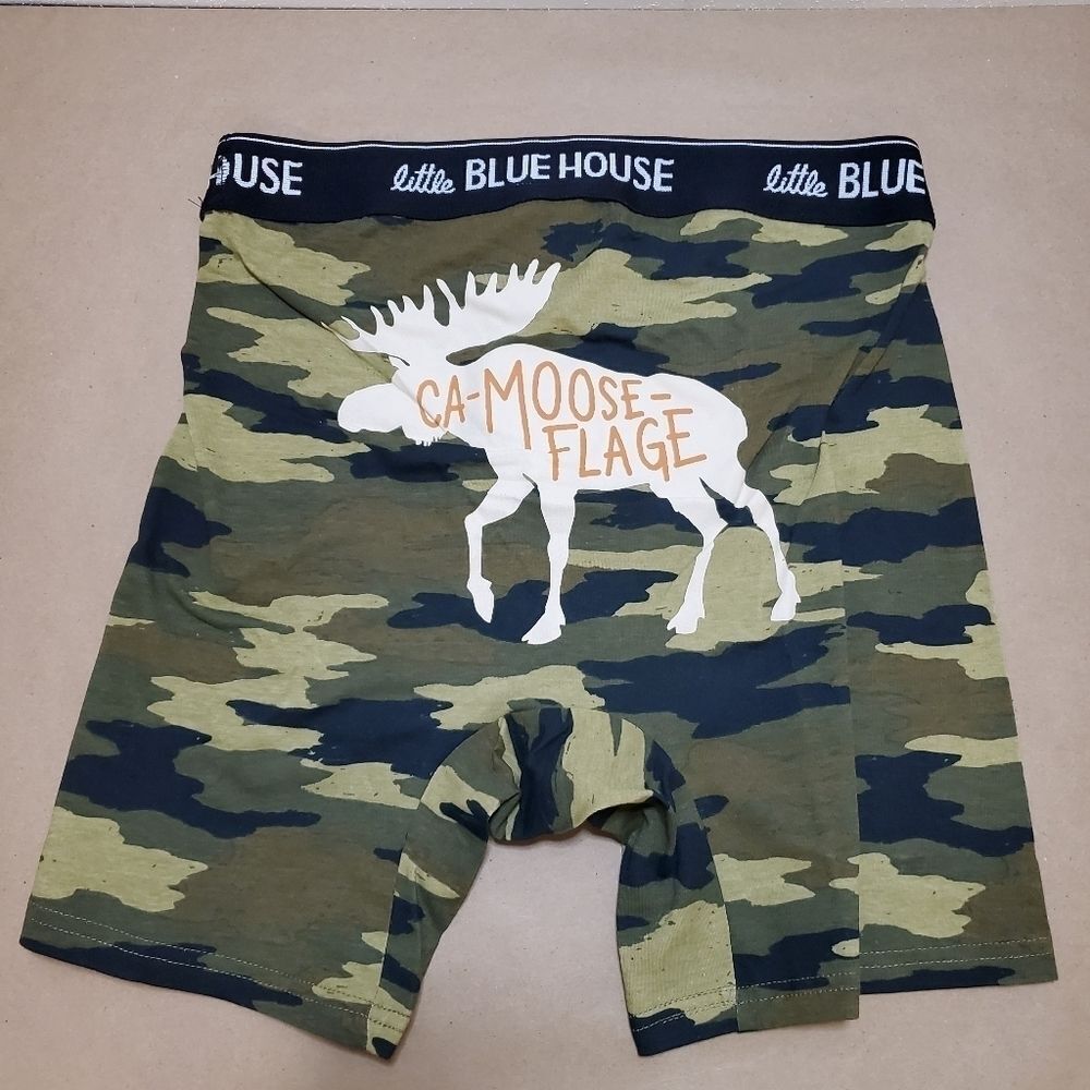 Little Blue House Novelty Boxer Briefs Ca-Moose-Flage Camouflage Moose Small
